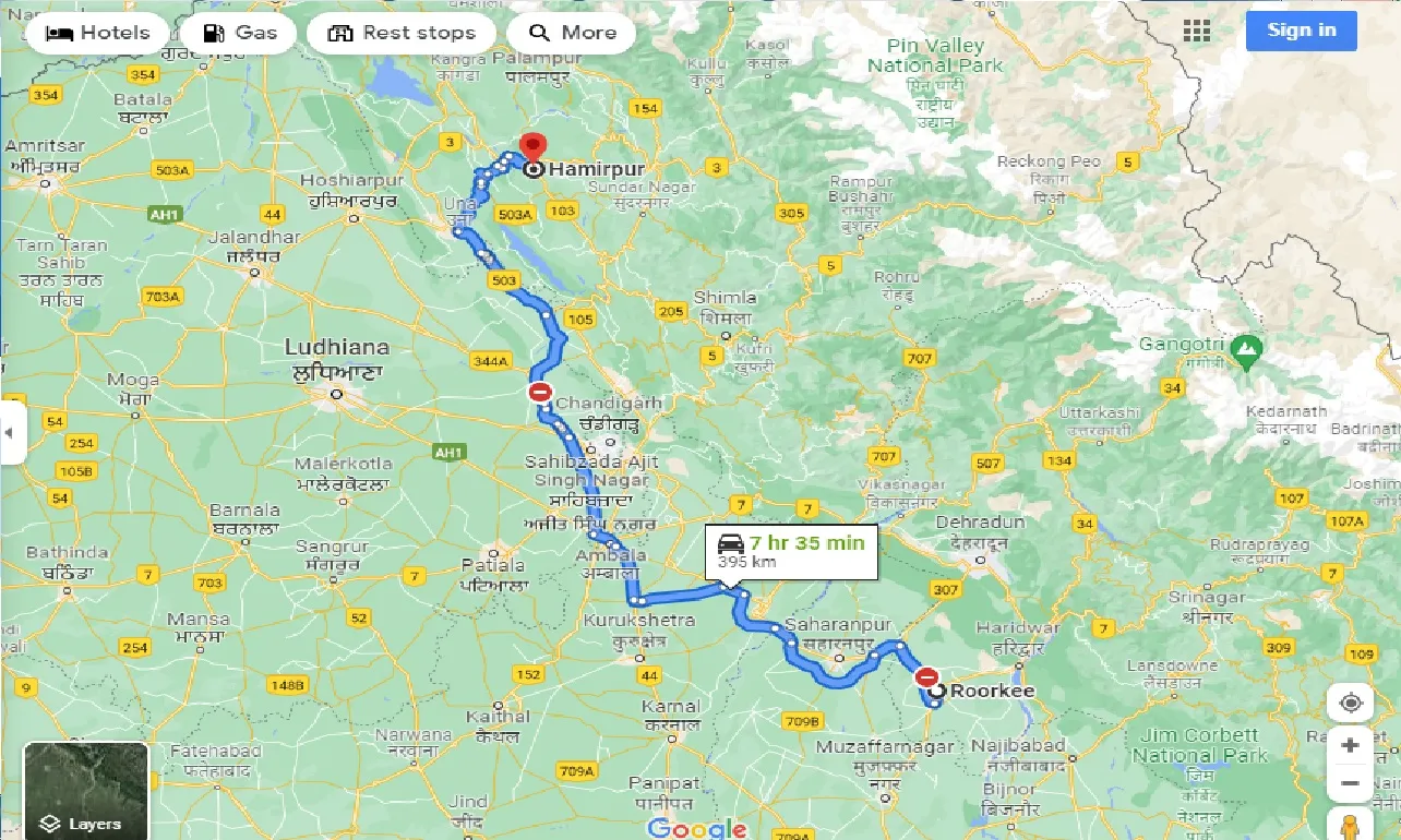 roorkee-to-hamirpur-one-way