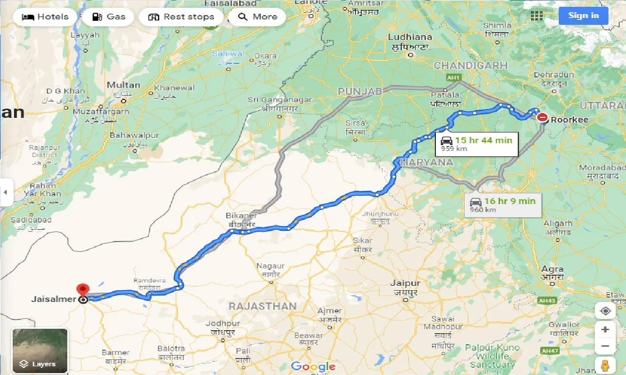 roorkee-to-jaisalmer-one-way