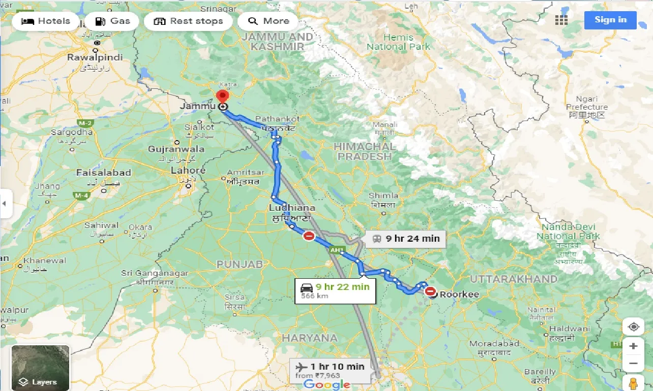 roorkee-to-jammu-one-way