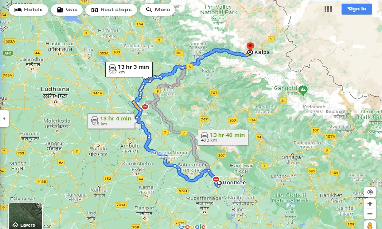 roorkee-to-kalpa-taxi