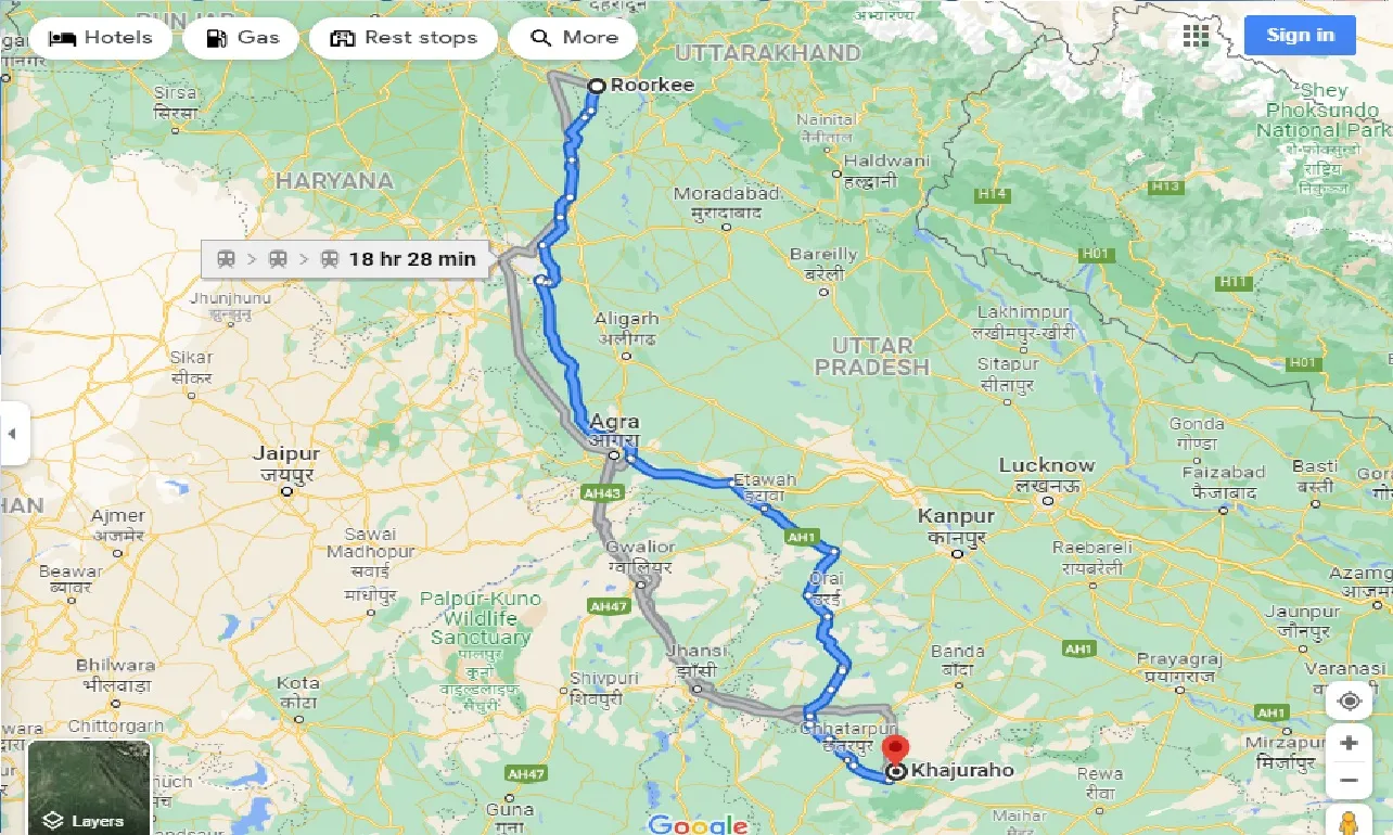 roorkee-to-khajuraho-one-way