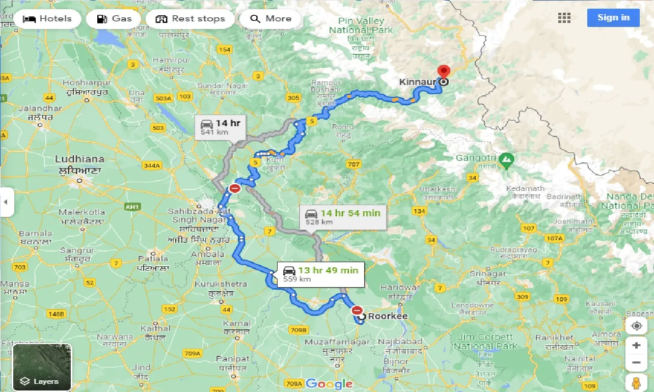 roorkee-to-kinnour-taxi