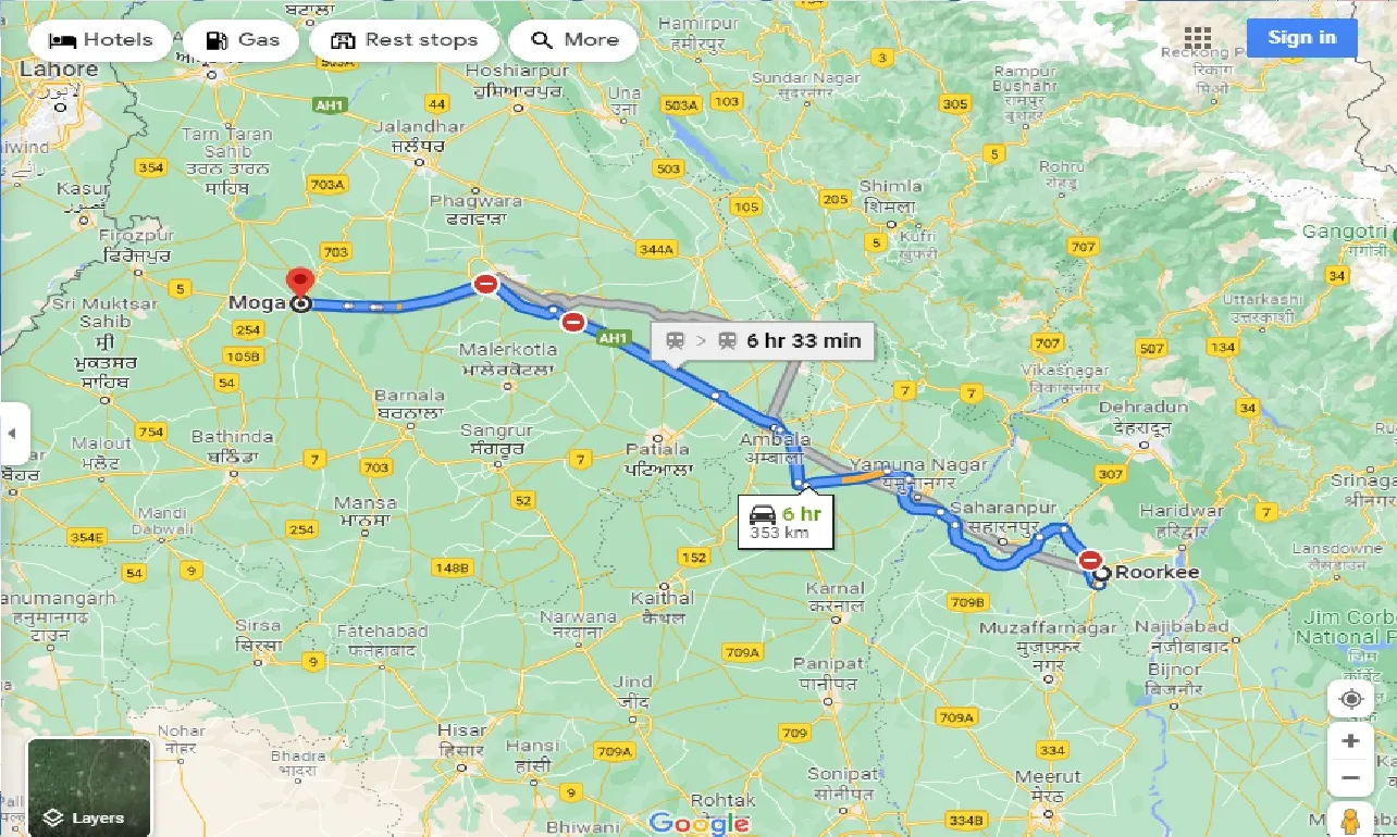 roorkee-to-moga-taxi
