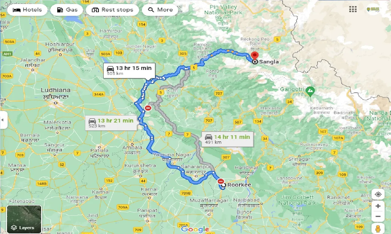roorkee-to-sangla-one-way