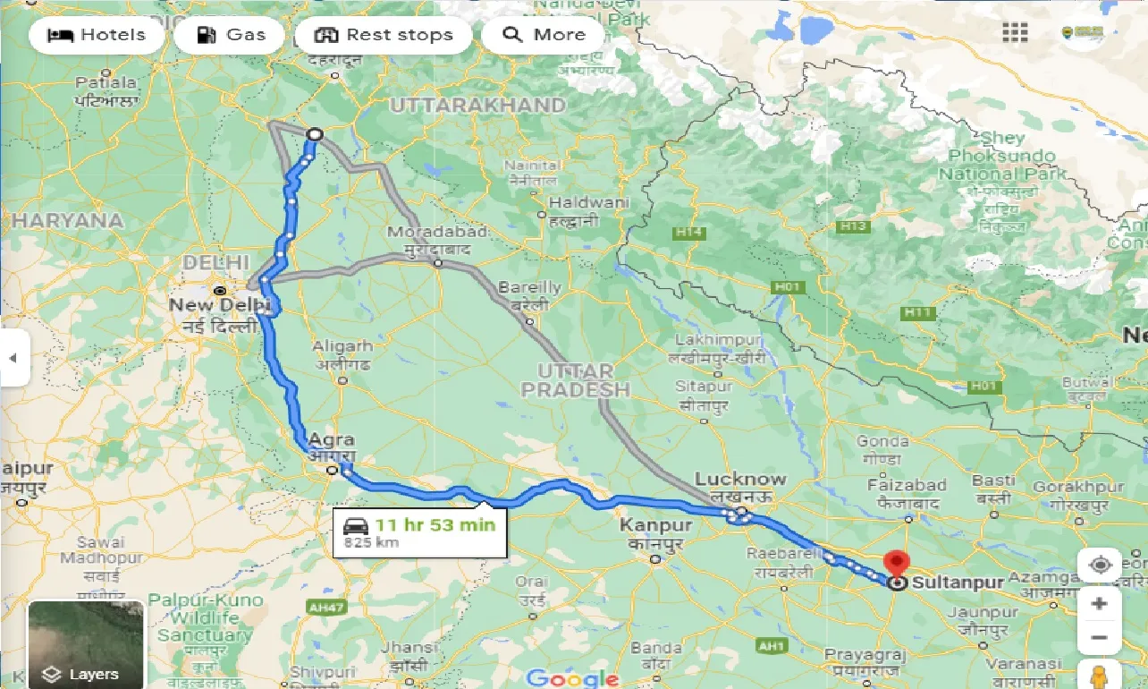 roorkee-to-sultanpur-taxi