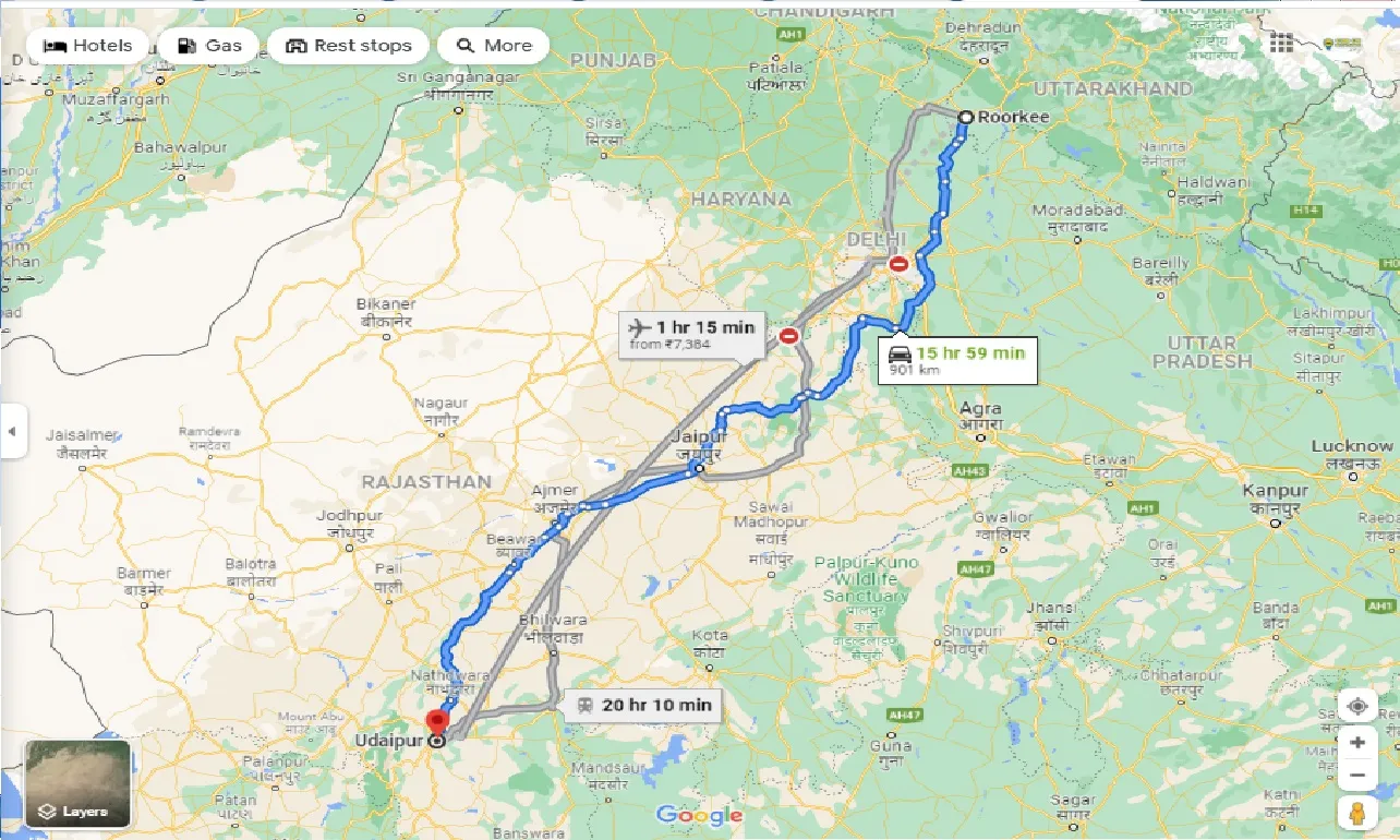 roorkee-to-udaipur-one-way