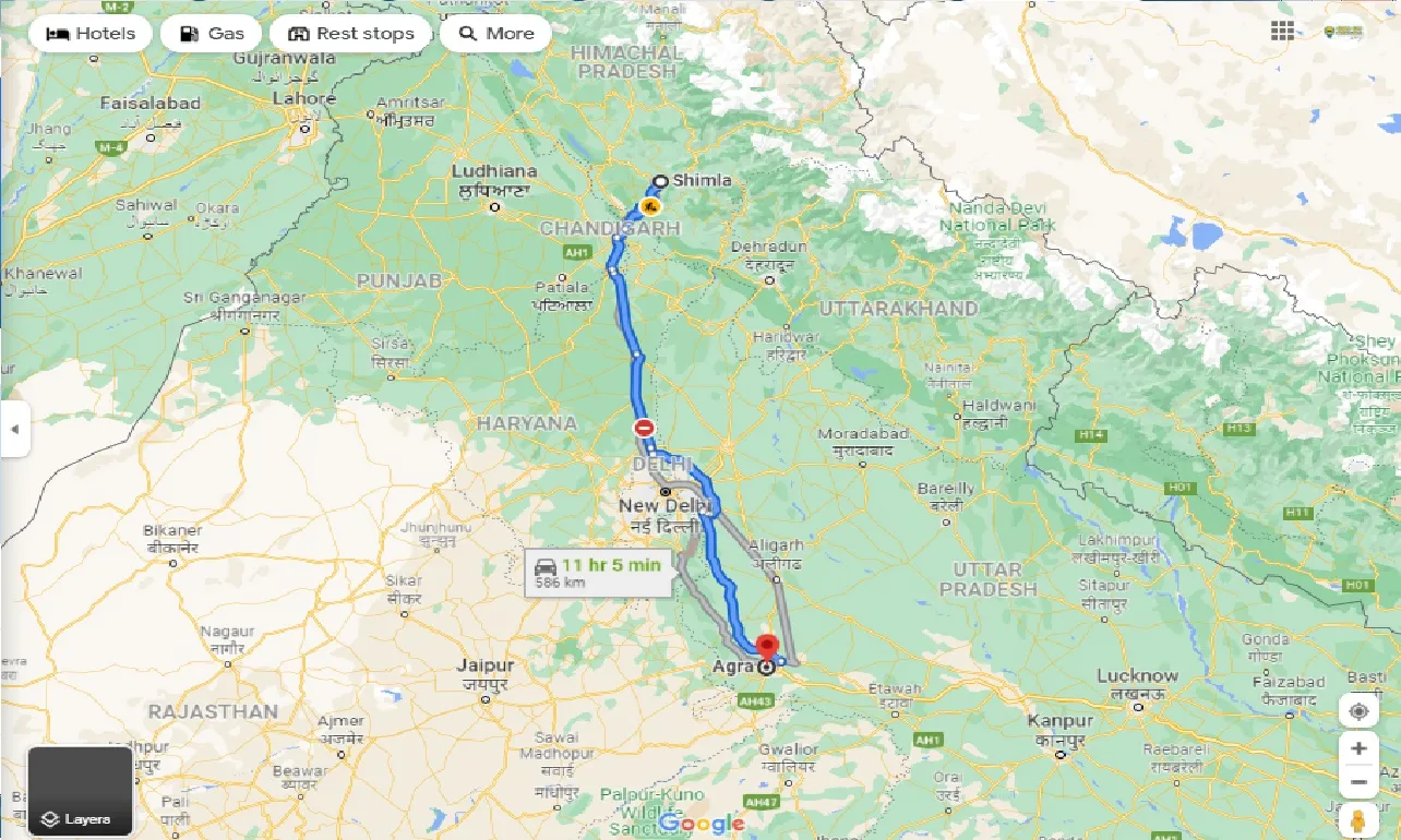 shimla-to-agra-taxi