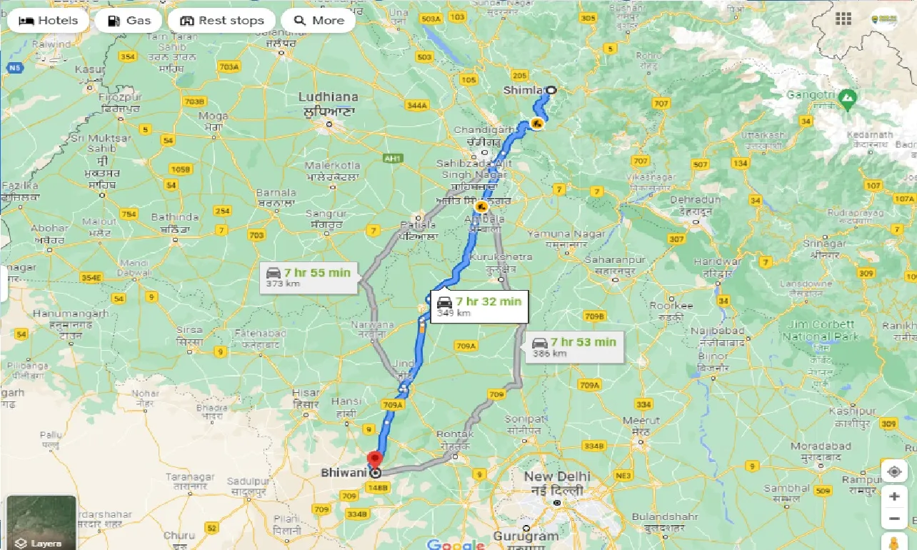 shimla-to-bhiwani-taxi