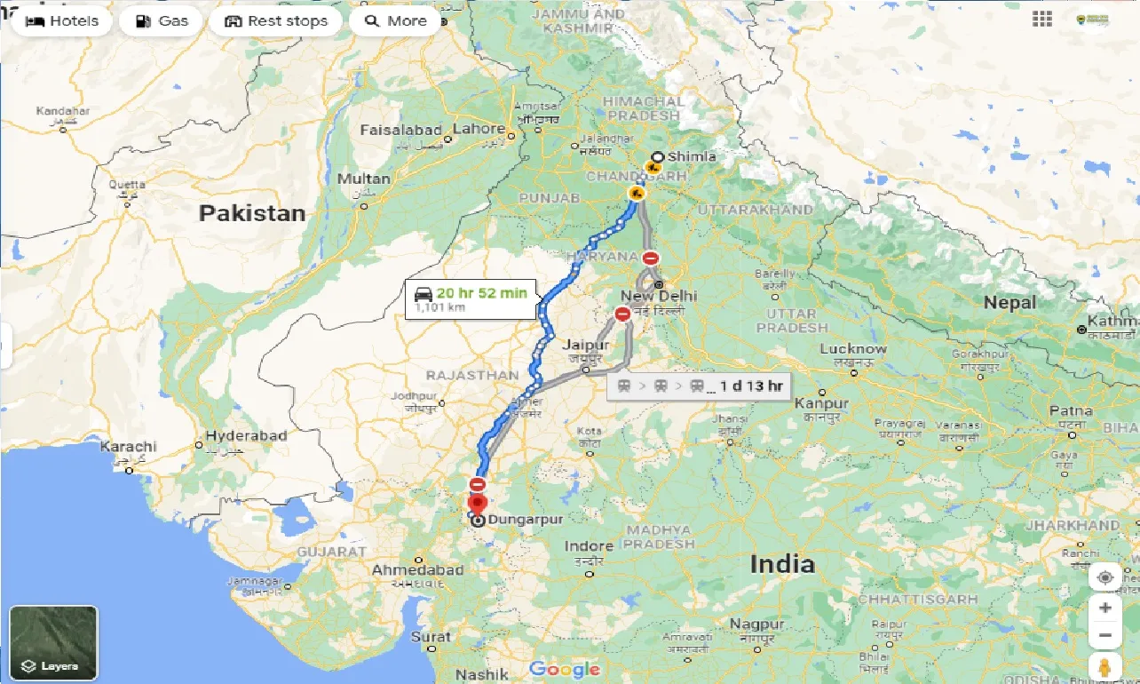 shimla-to-dungarpur-one-way