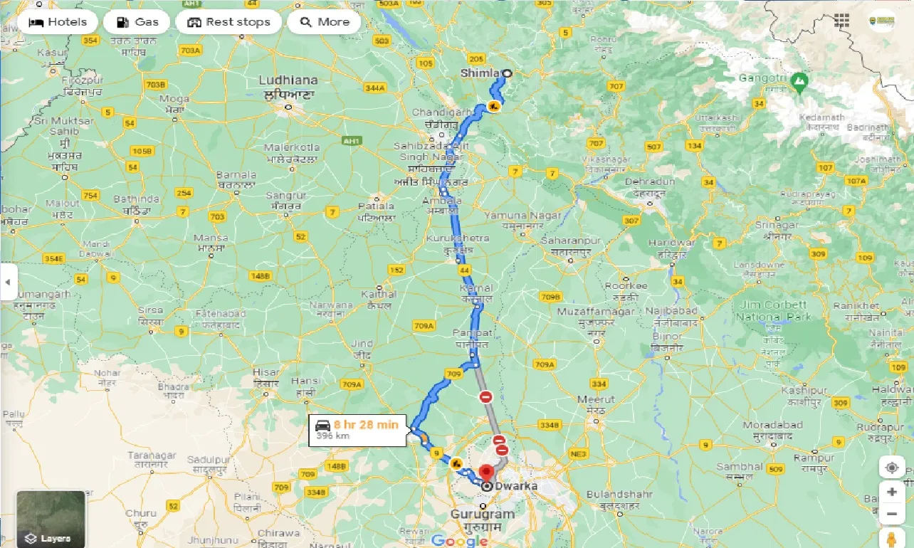 shimla-to-dwarka-delhi-one-way
