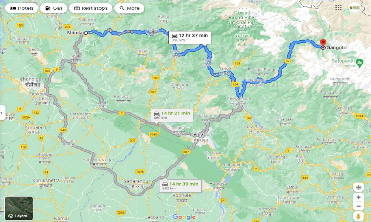 shimla-to-gangotri-one-way