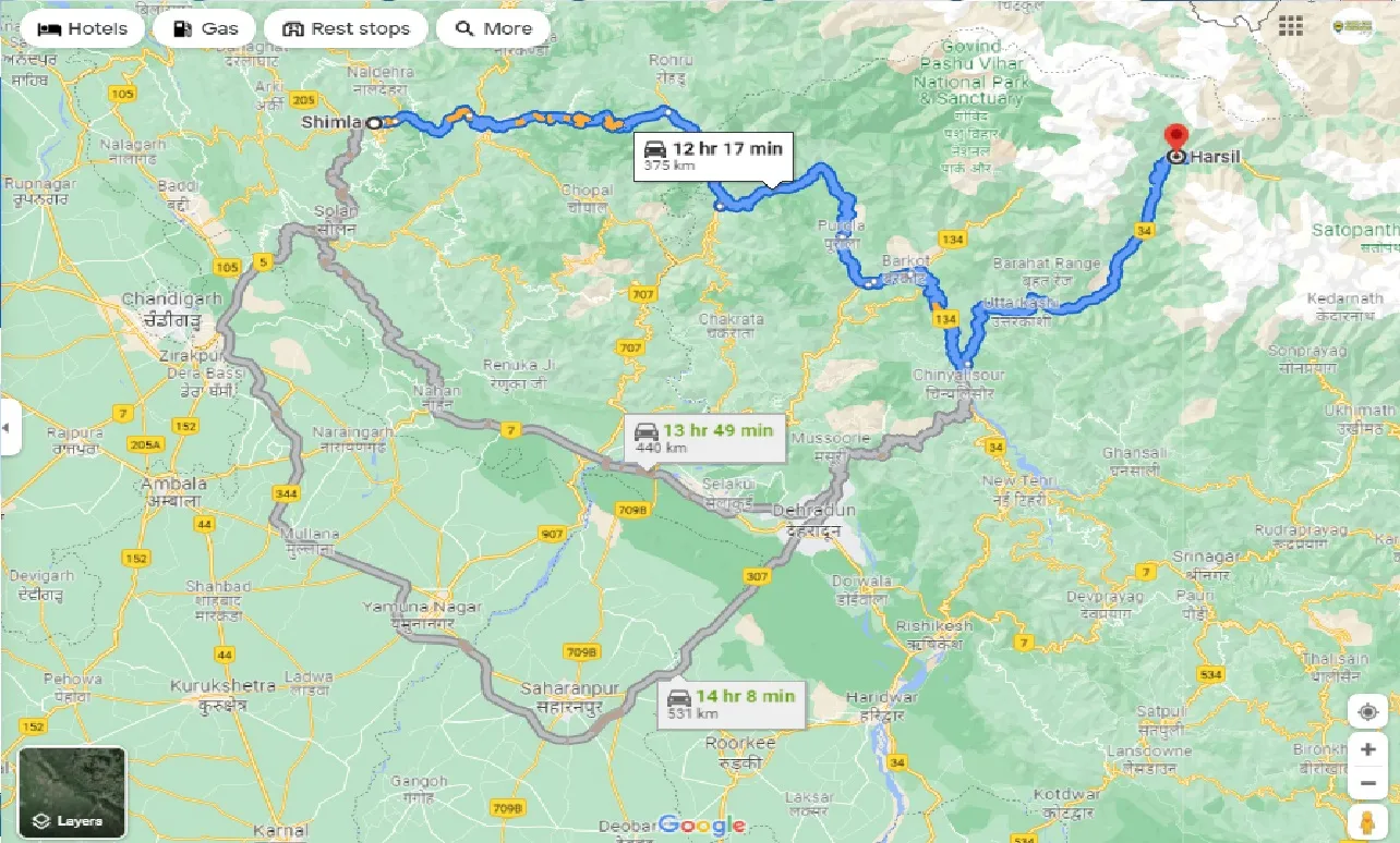 shimla-to-harsil-taxi