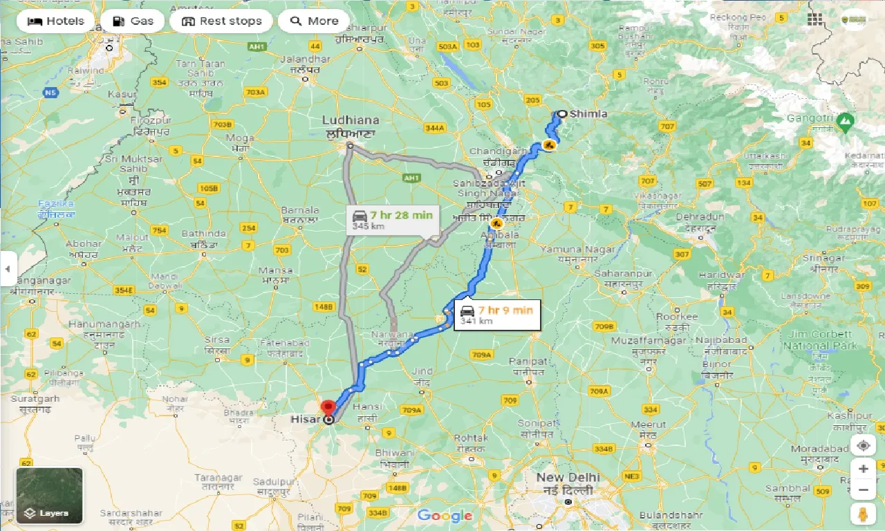 shimla-to-hisar-taxi
