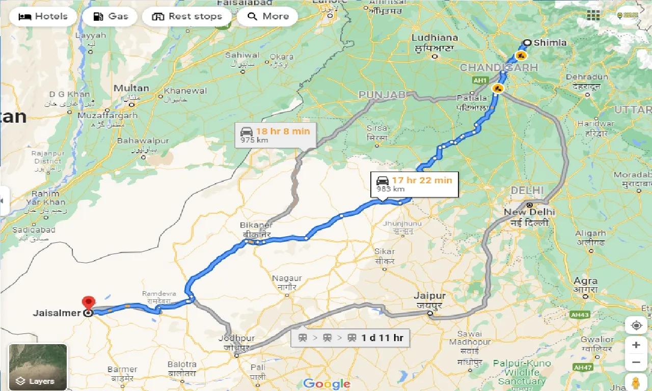 shimla-to-jaisalmer-one-way