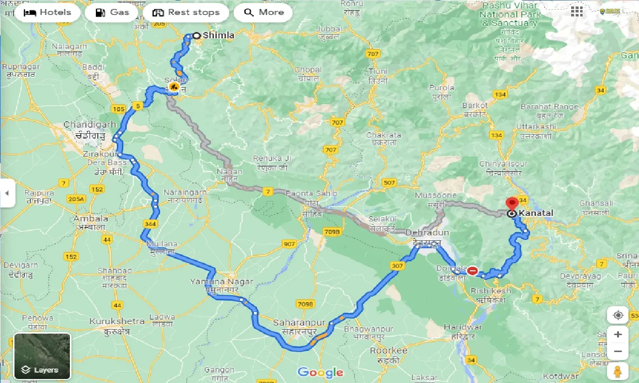 shimla-to-kanatal-taxi