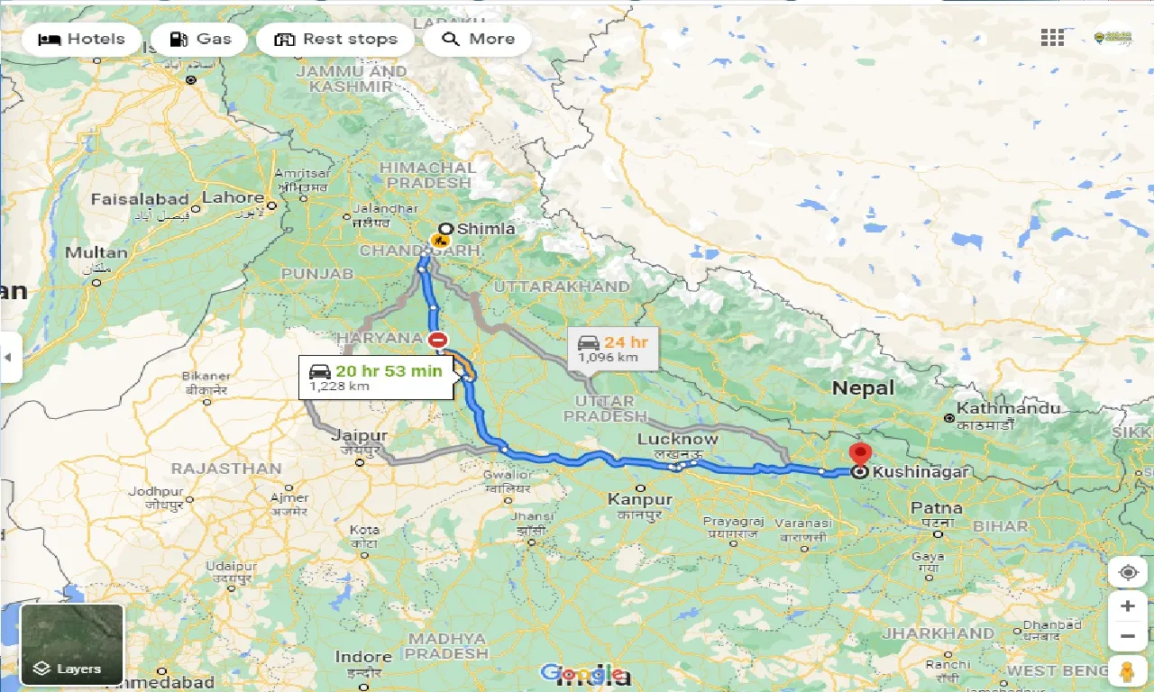 shimla-to-kushinagar-taxi