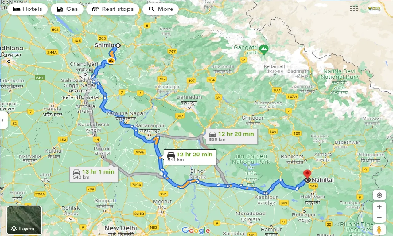 shimla-to-nainital-one-way