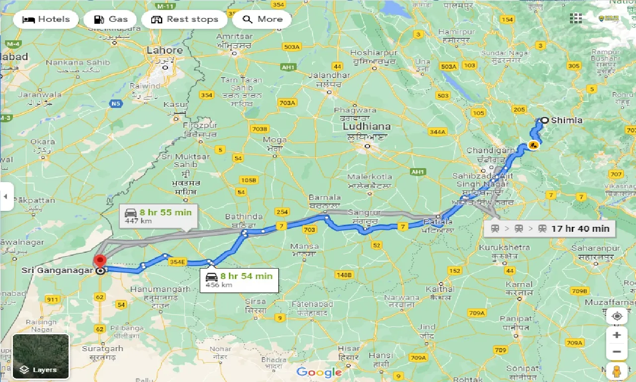 shimla-to-sri-ganganagar-taxi