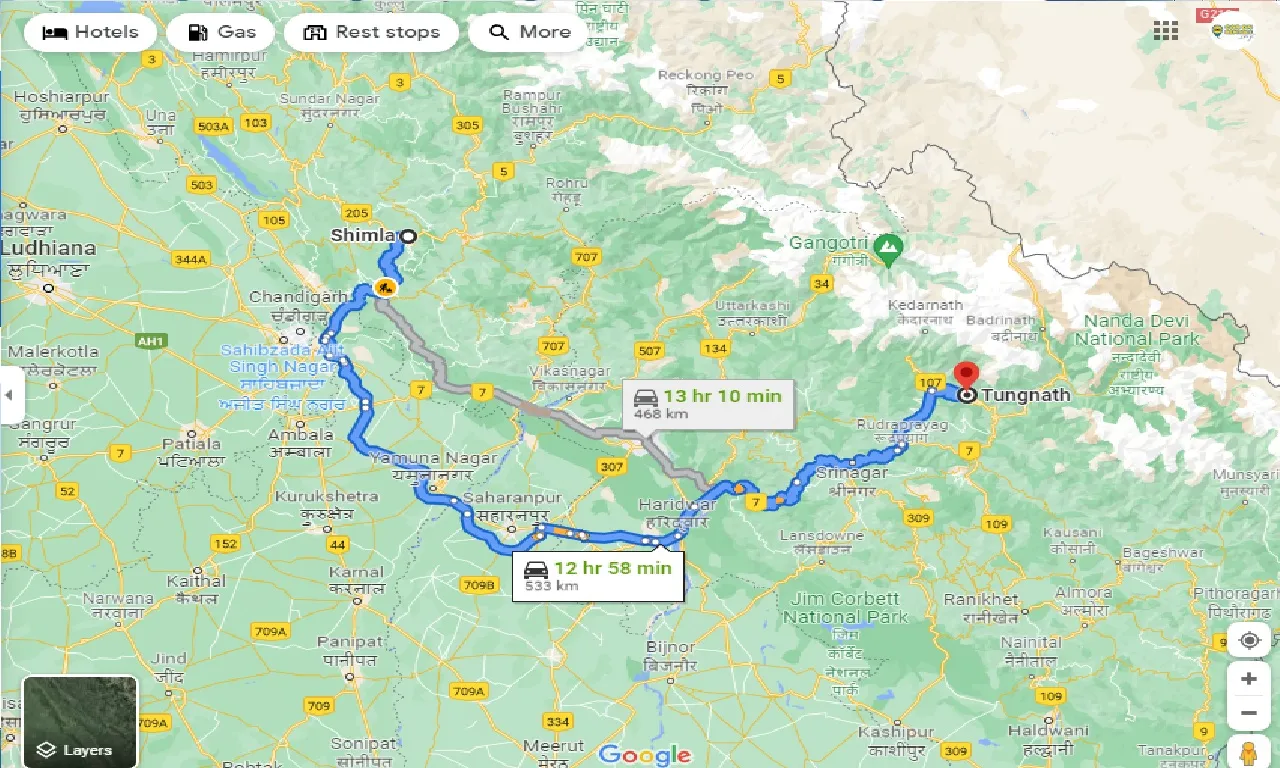 shimla-to-tungnath-one-way