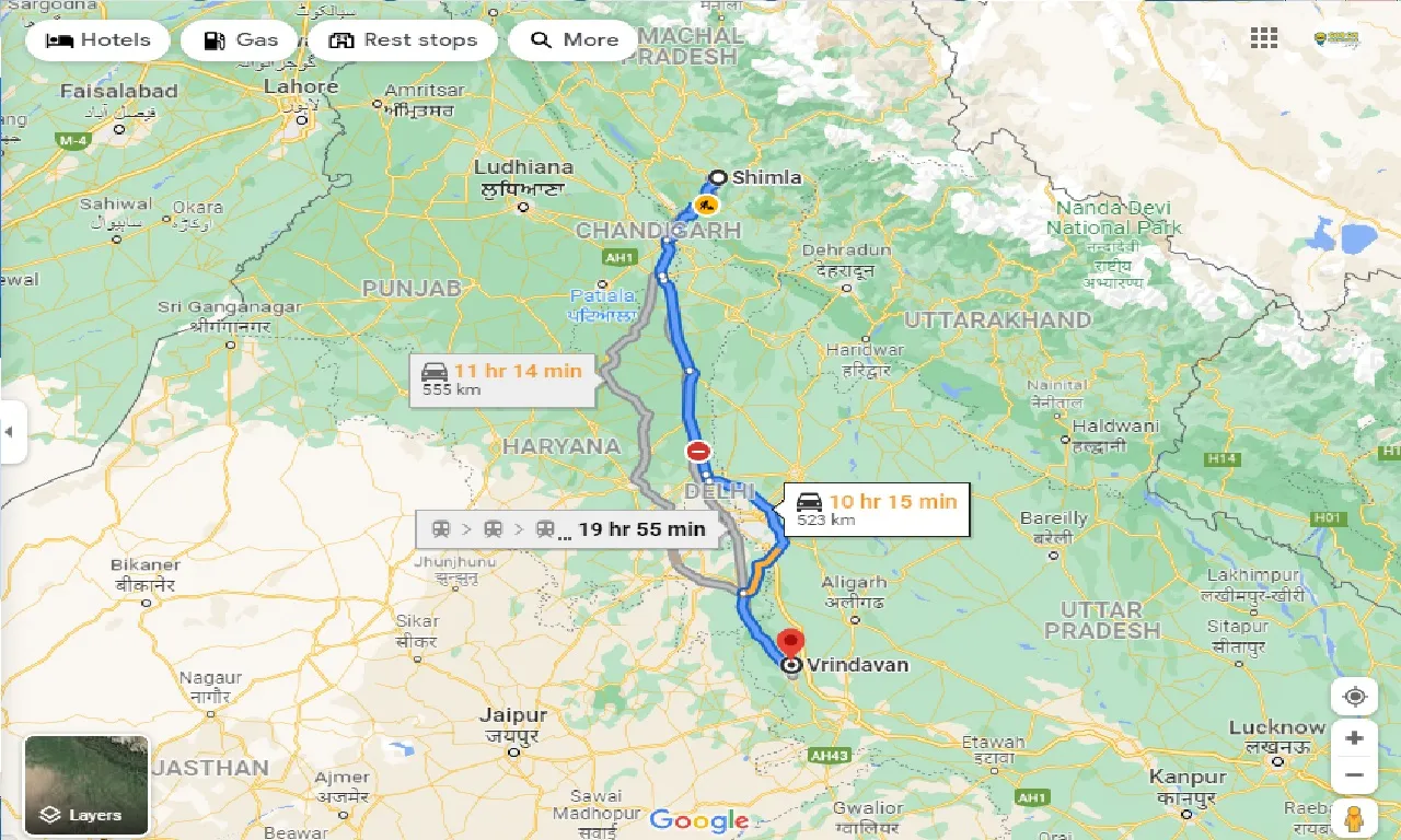 shimla-to-vrindavan-taxi