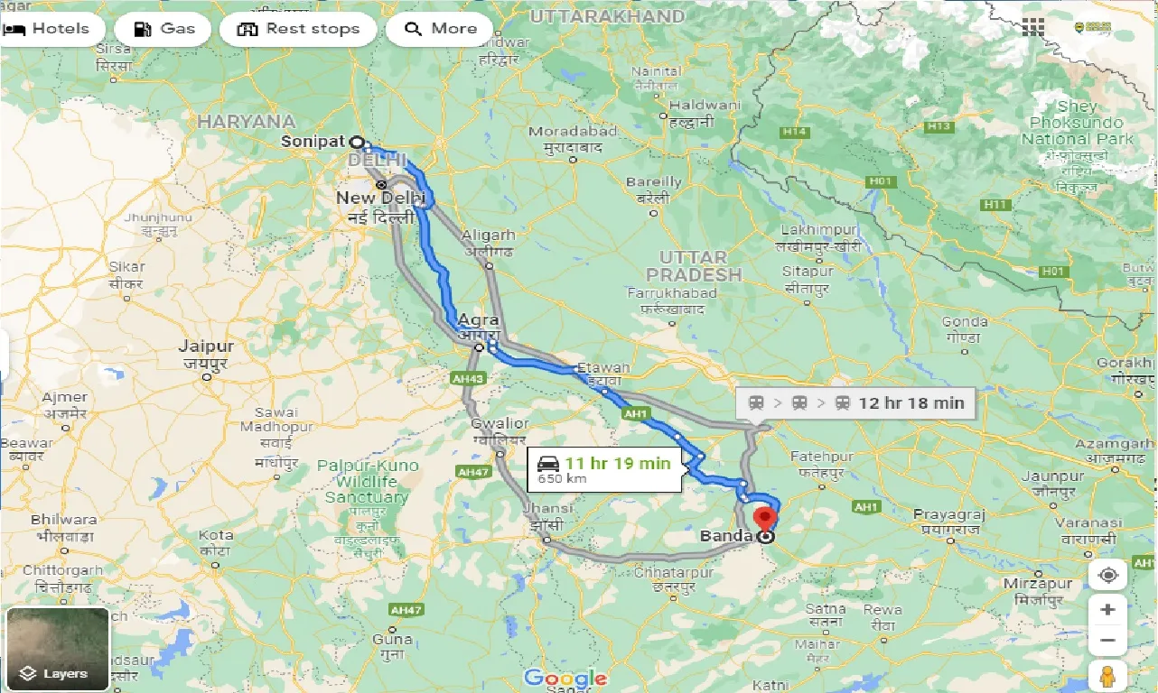 sonipat-to-banda-one-way
