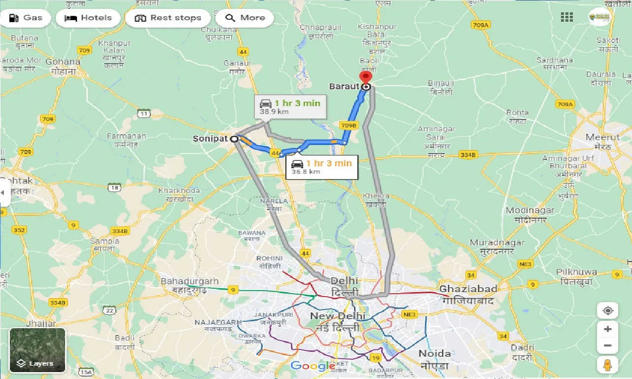 sonipat-to-baraut-one-way
