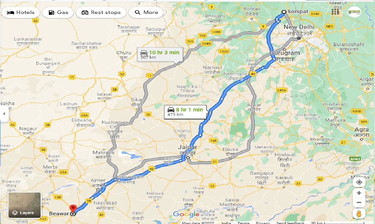sonipat-to-beawar-one-way