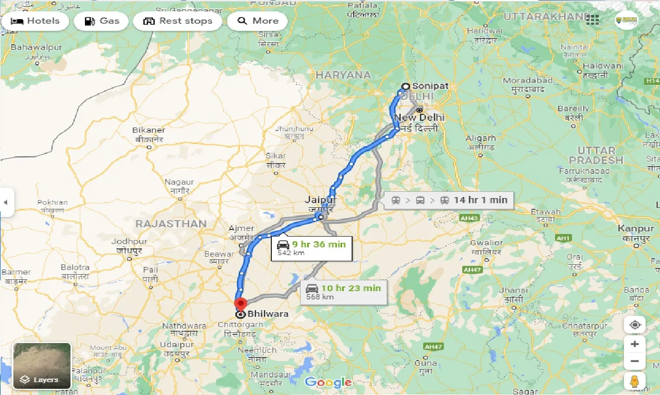 sonipat-to-bhilwara-one-way