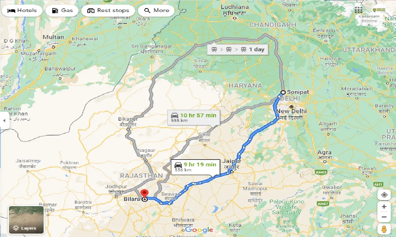 sonipat-to-bilara-one-way
