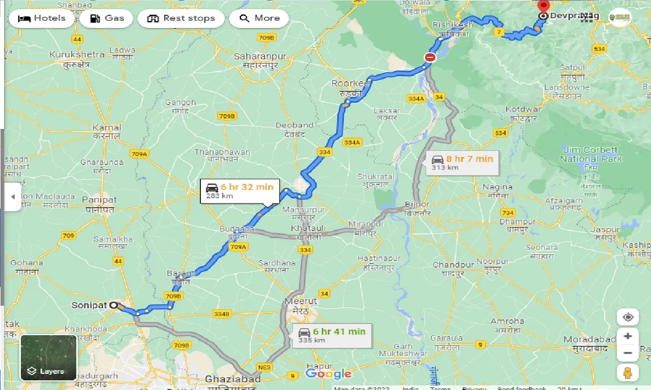 sonipat-to-devprayag-one-way