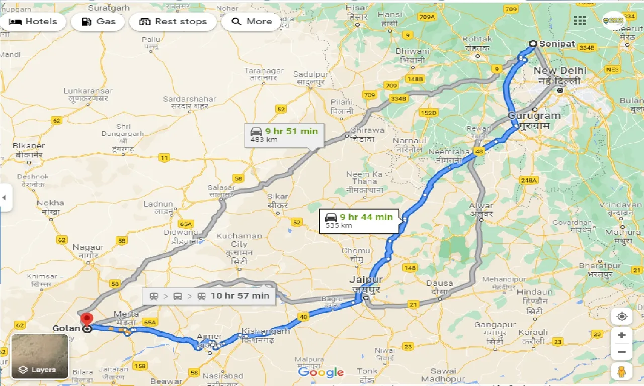 sonipat-to-gotan-one-way