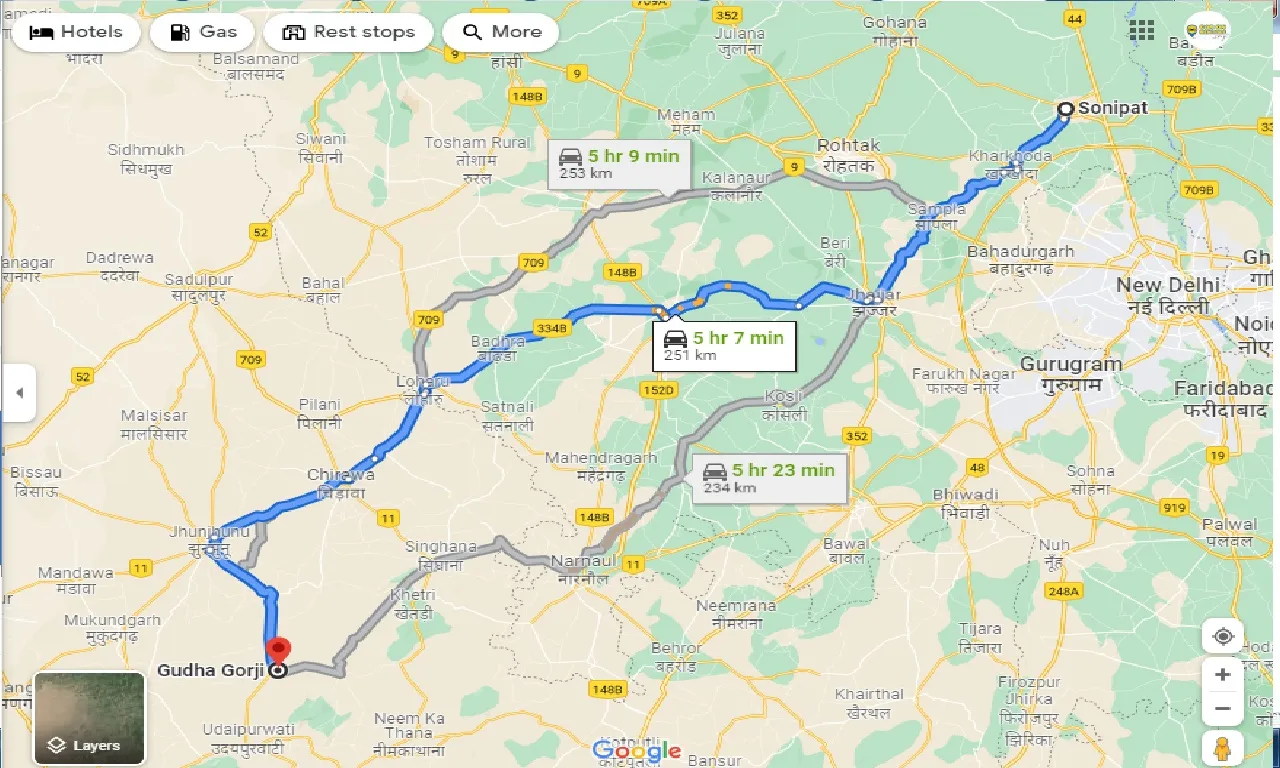 sonipat-to-gudha-gorji-one-way