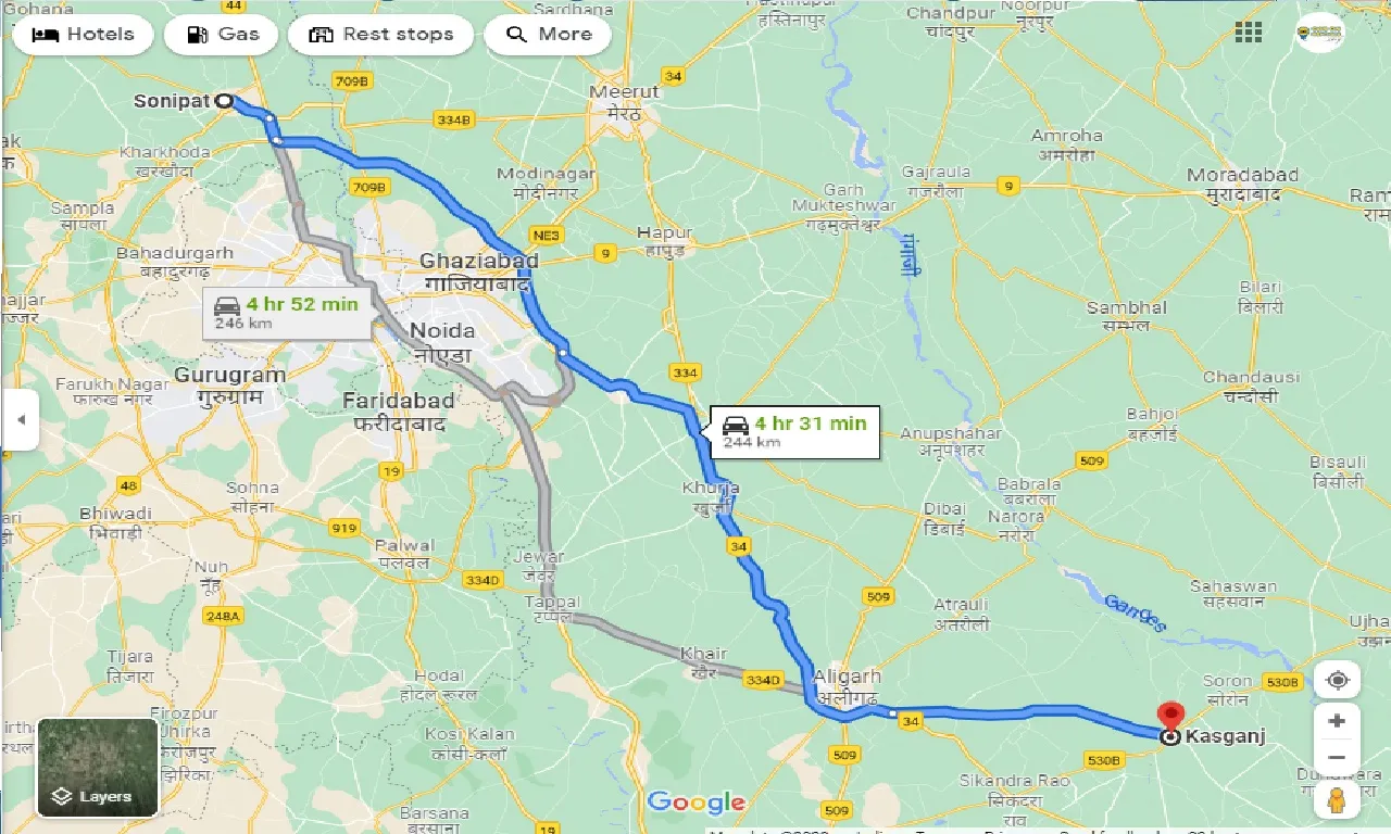 sonipat-to-kasganj-one-way