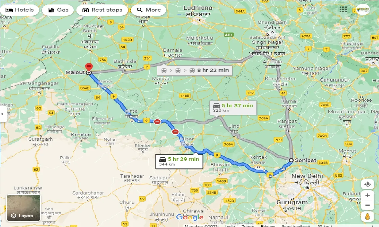 sonipat-to-malout-one-way