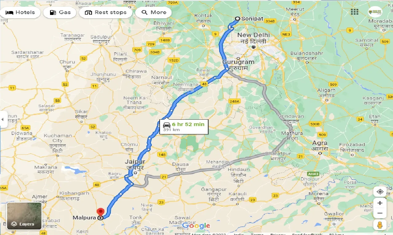 sonipat-to-malpura-one-way