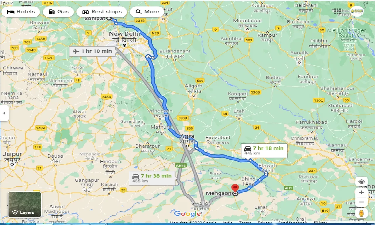 sonipat-to-mehgaon-one-way