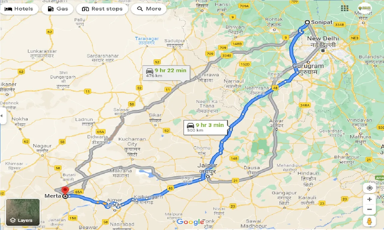 sonipat-to-merta-one-way