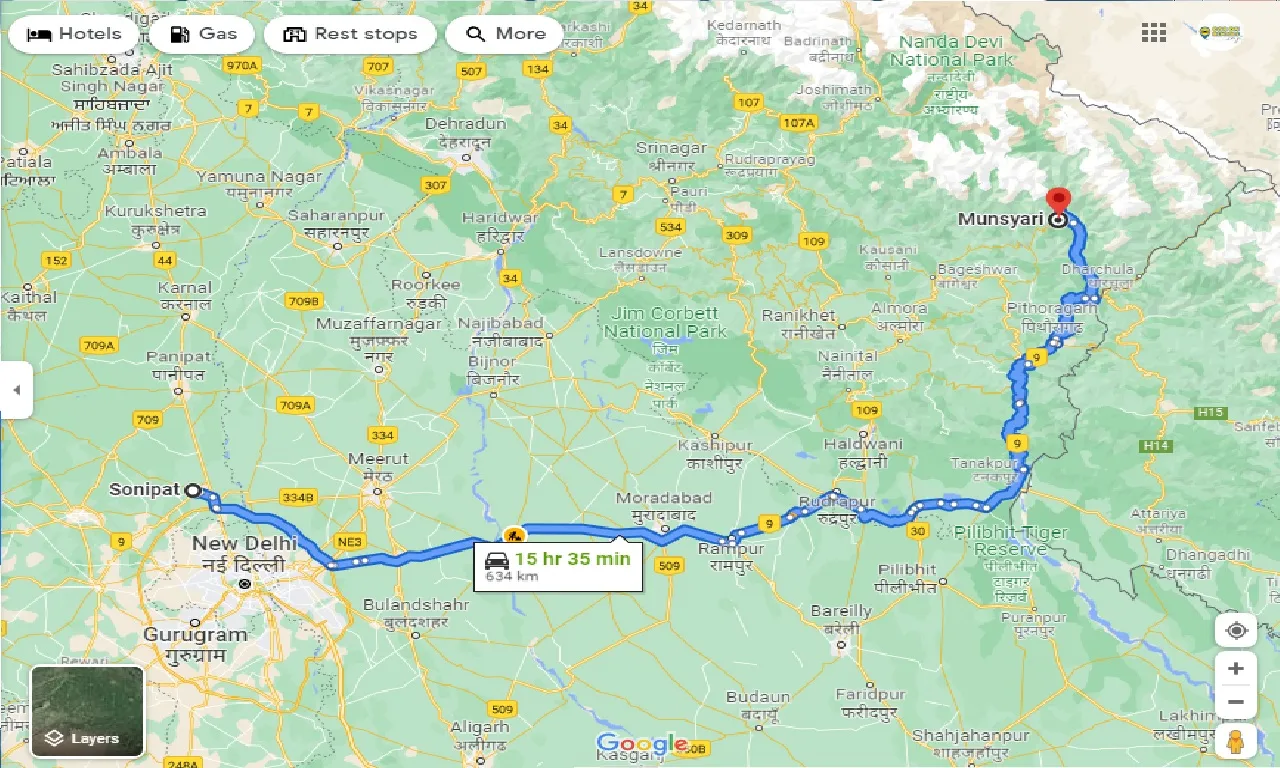 sonipat-to-munsyari-one-way