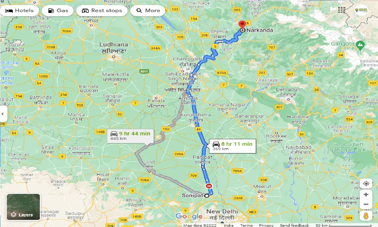 sonipat-to-narkanda-one-way