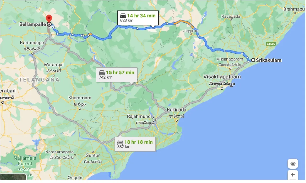 Srikakulam To Bellampalle Taxi srikakulam-to-bellampalle-taxi
