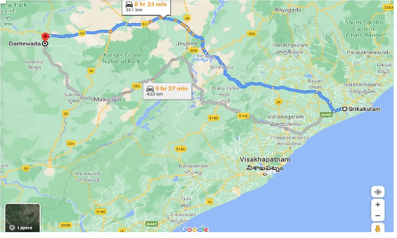 srikakulam-to-dantewada-one-way