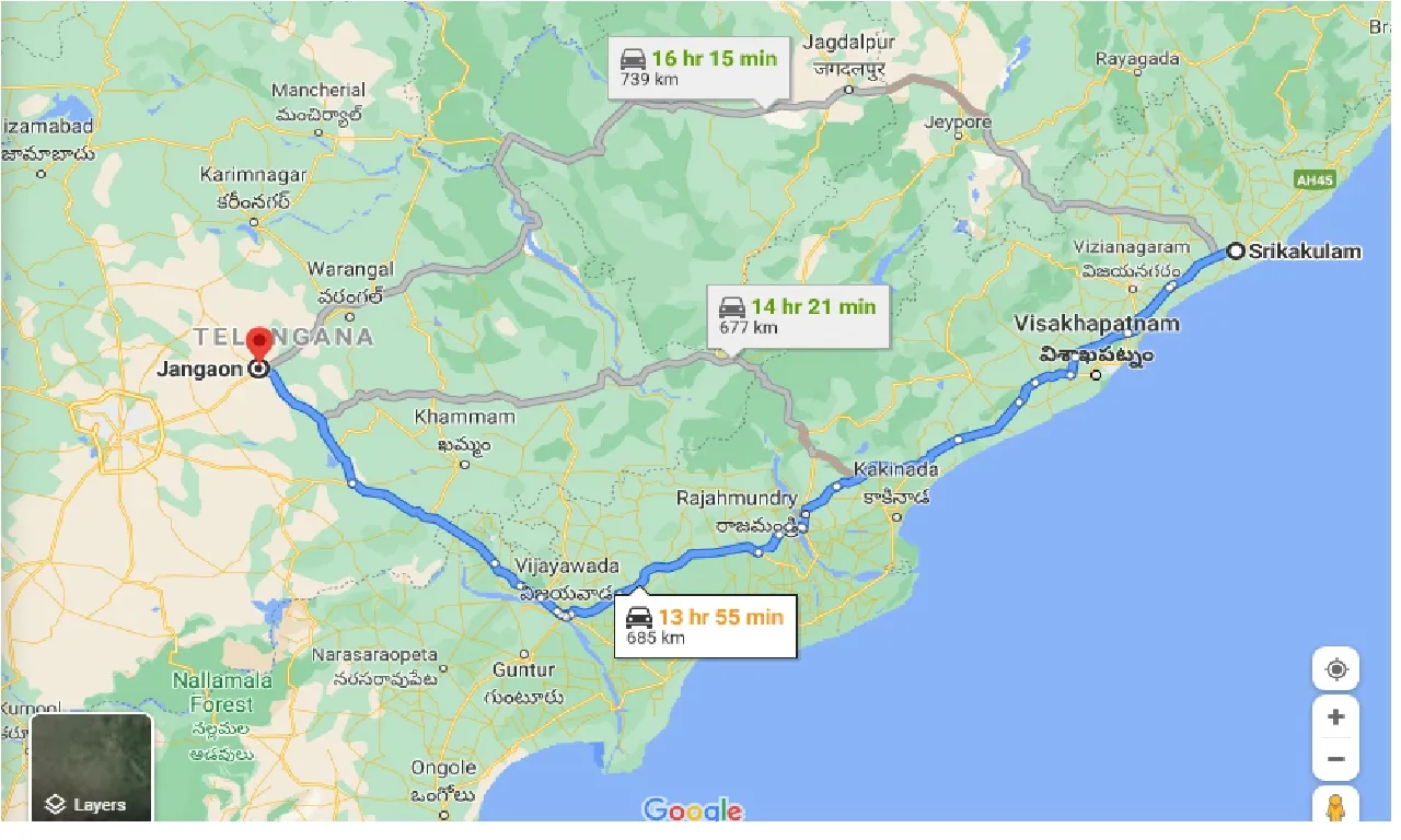 srikakulam-to-jangaon-one-way