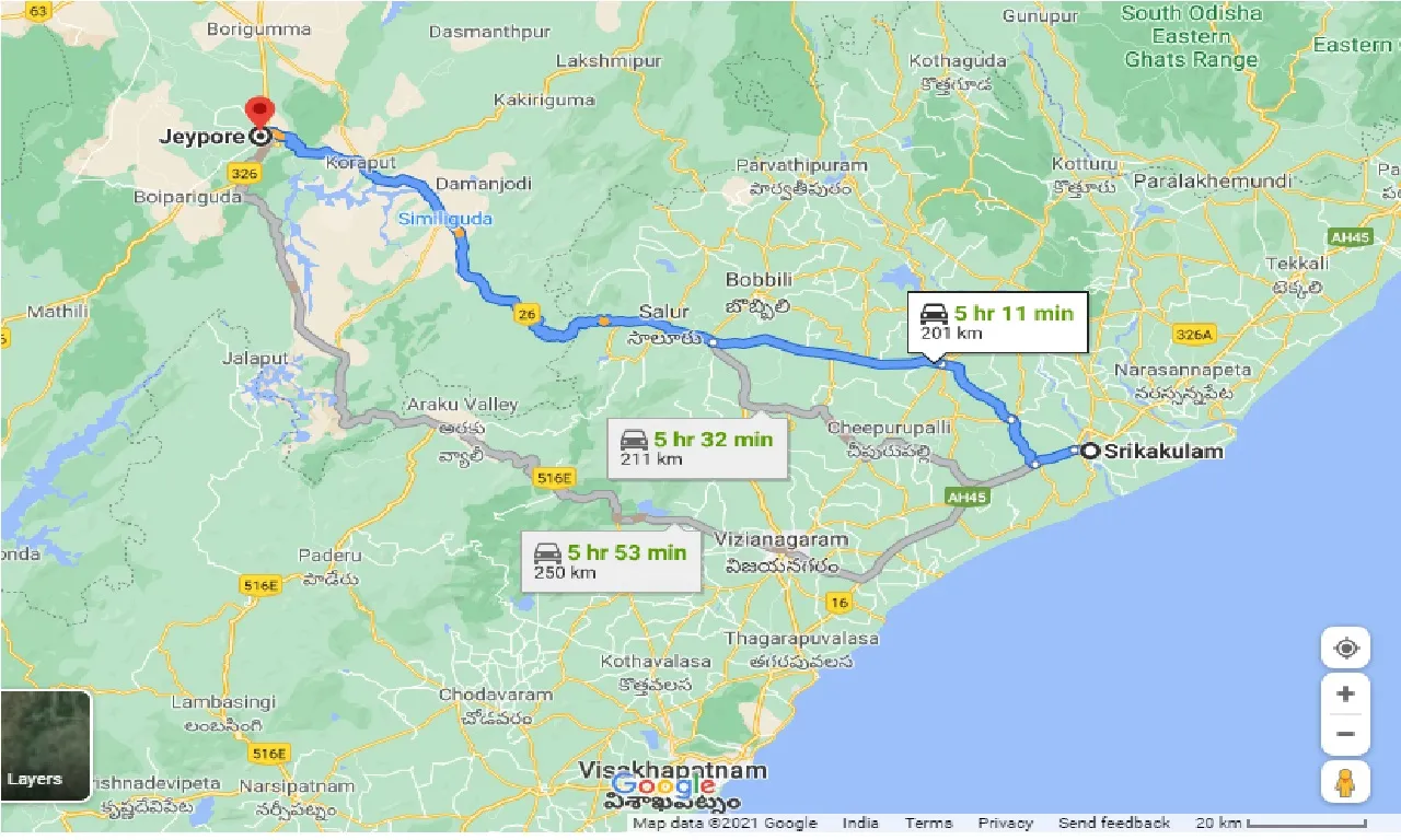 srikakulam-to-jeypore-taxi