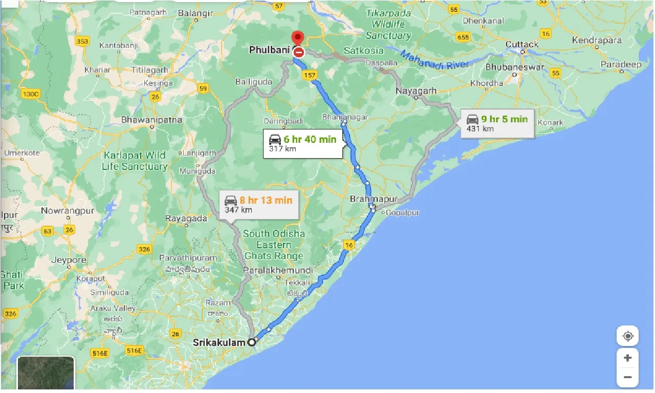 srikakulam-to-phulbani-taxi