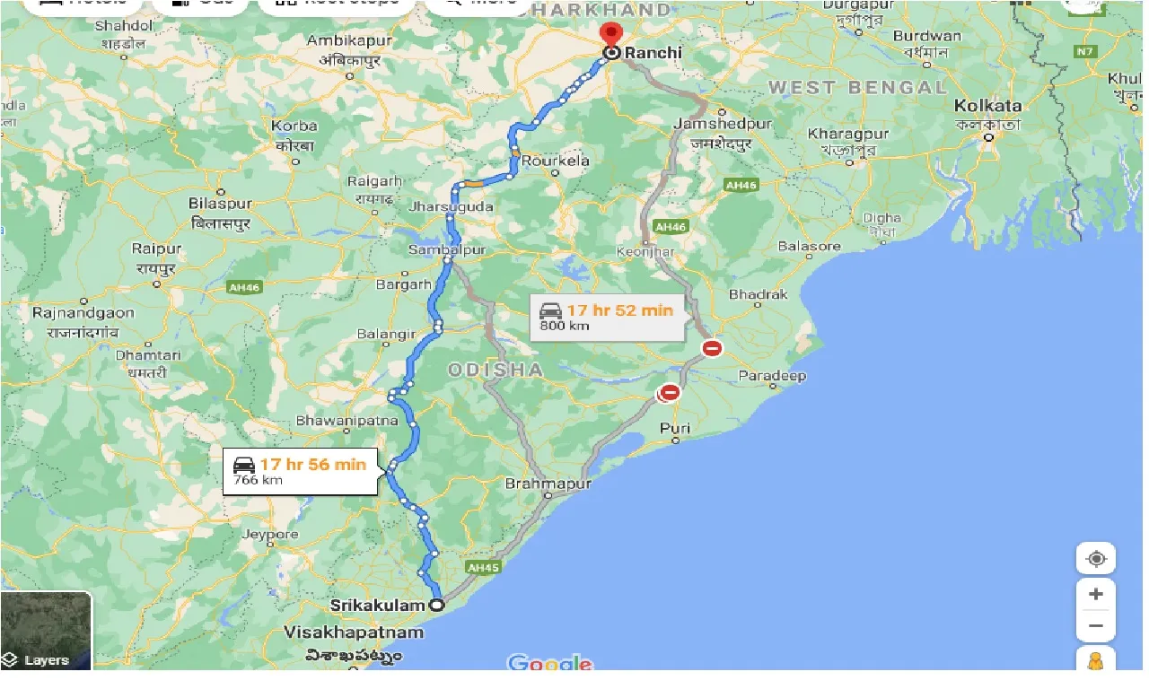 srikakulam-to-ranchi-taxi