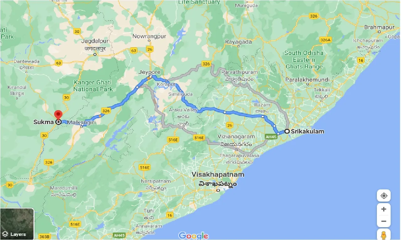 srikakulam-to-sukma-one-way