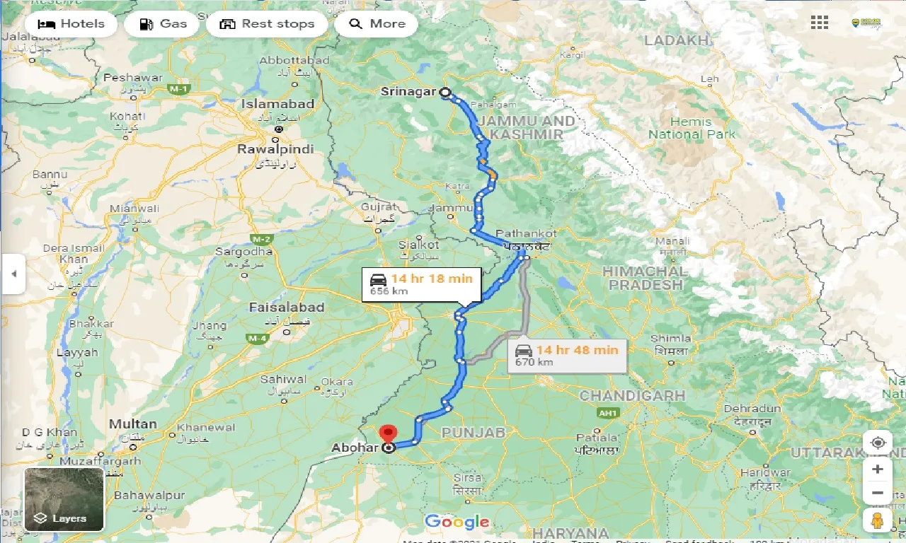 srinagar-to-abohar-taxi
