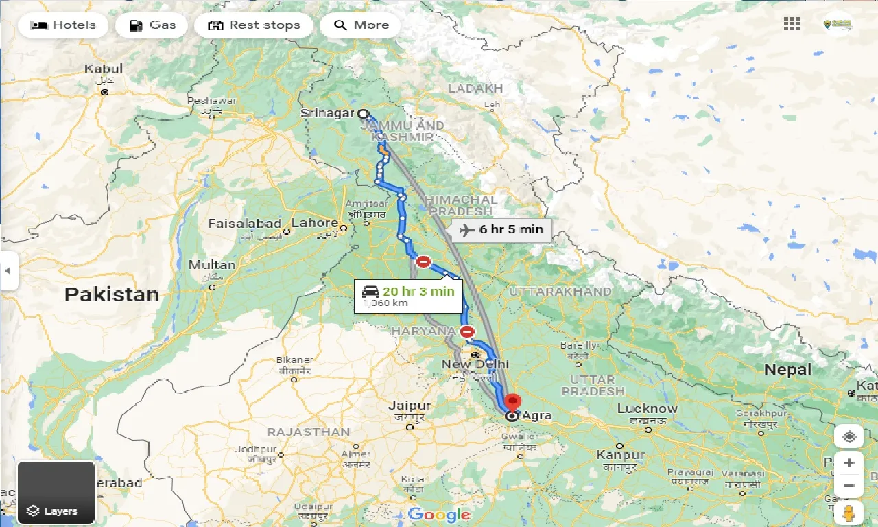 srinagar-to-agra-one-way