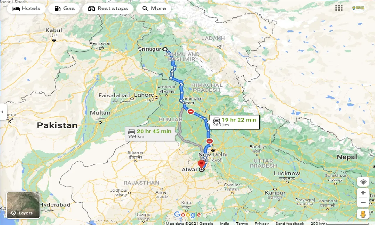 srinagar-to-alwar-taxi