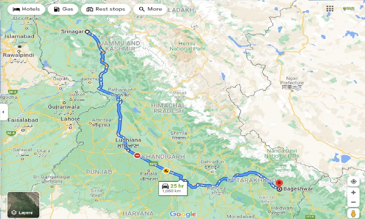srinagar-to-bageshwar-taxi